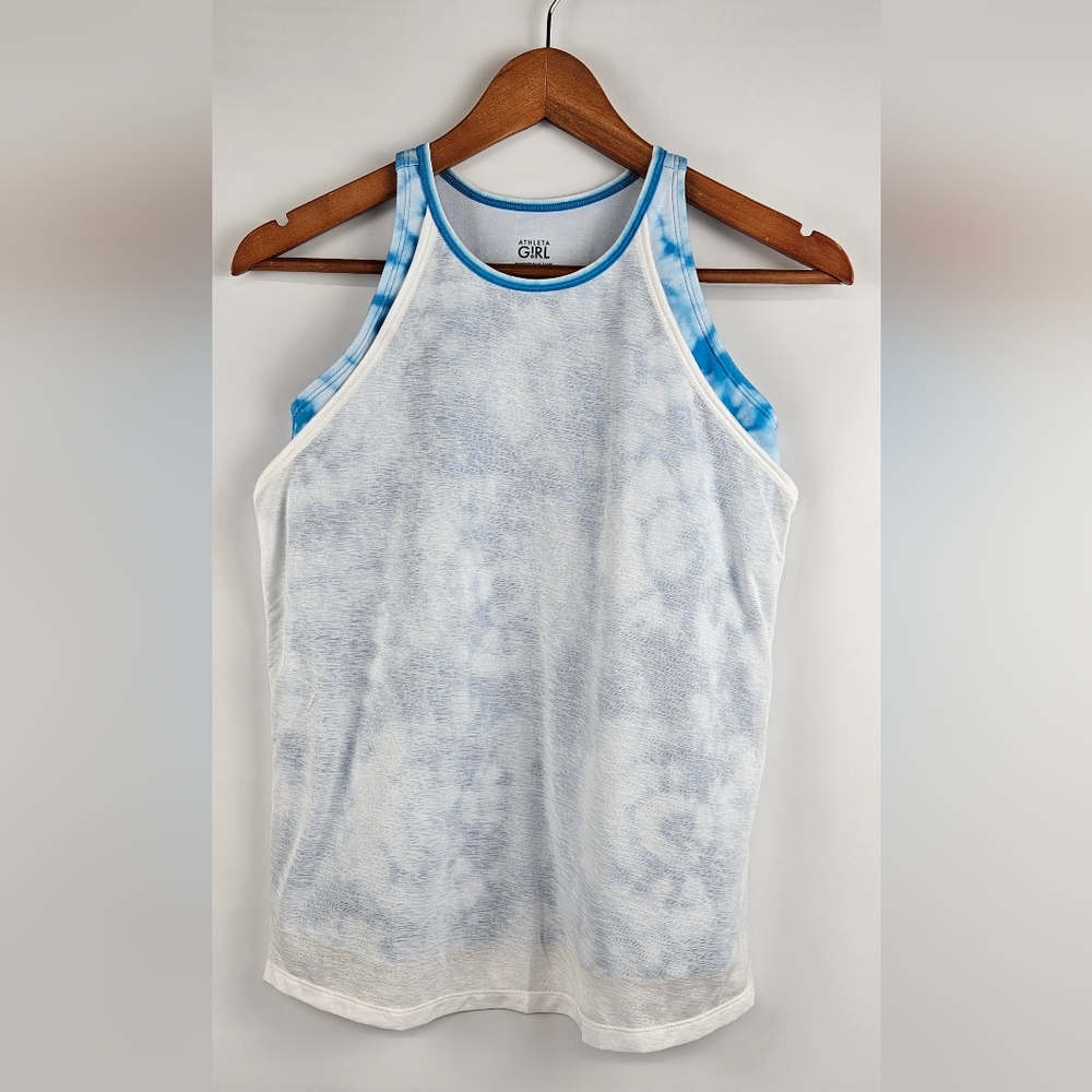 Athleta girl size XL 14 blue & white tie-dye active tank